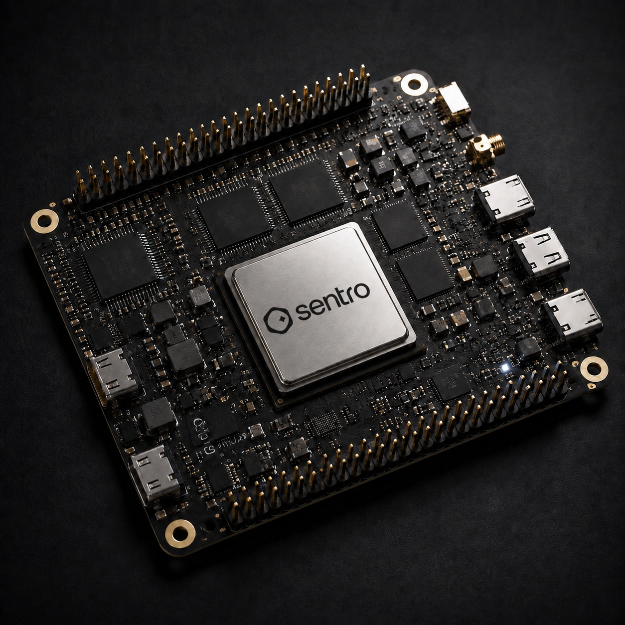 Sentro AI compute board concept with integrated Sentro logo